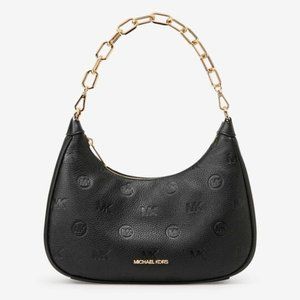 Michael Kors Cora Large embossed monogram Leather Chain-Link Crossbody Bag